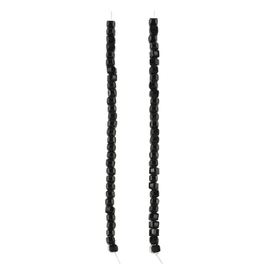 Black Faceted Glass Cube Beads, 4mm by Bead Landing™